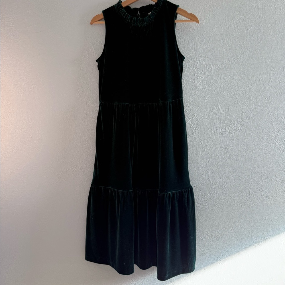 J. Crew Green Velvet Midi Dress